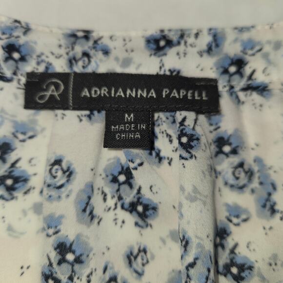 Adrianna Papell Womens Medium Blouse Ditsy Floral Lightweight Flowy Cottagecore - Picture 2 of 10